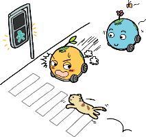 イラスト：停止するときは早めのアクセルオフを