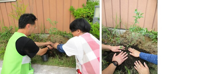 写真:植樹の様子(茶屋とくしげ保育園)