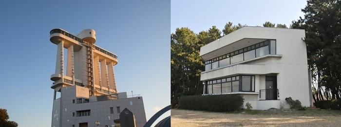 写真:名古屋港ポートビルと名古屋市野鳥観察館