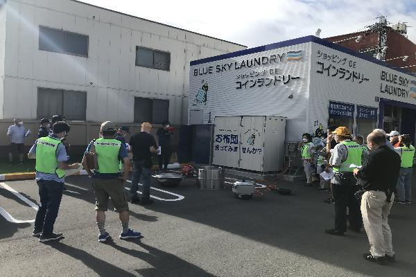 写真:地域の訓練に協力事業所が参加している状況