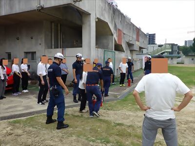 写真:六反消防団 初期消火訓練