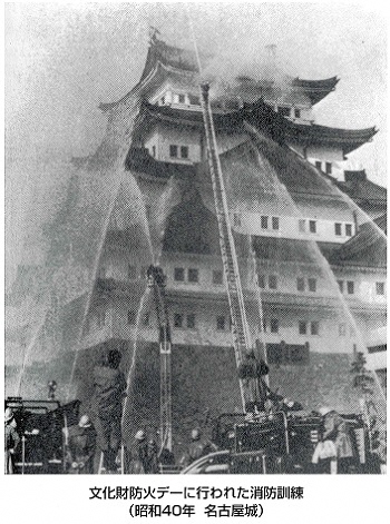 昭和40年に行われた消防訓練の写真