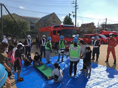 写真:稲西学区防災訓練の様子です。2022年10月23日