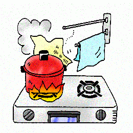 ガスコンロ火災のイラスト