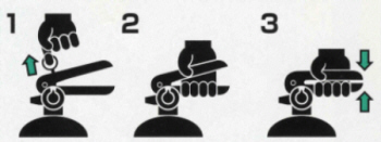 イラスト:住宅用消火器の使用方法を示した絵図