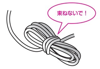 電気コードが束ねてあるイラスト