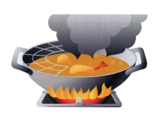 天ぷら油火災のイラスト