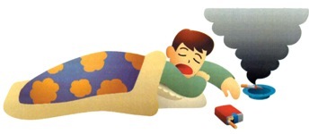 寝たばこのイラスト
