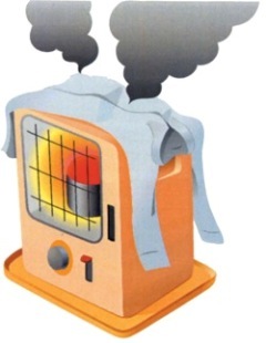 ストーブ火災のイラスト