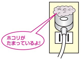 コンセントにほこりがたまっているイラスト