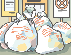 資源・ゴミは収集日の朝に出すイラスト