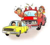 イラスト:緊急自動車の優先通行
