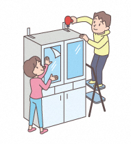 イラスト:家具の固定(転倒防止対策)