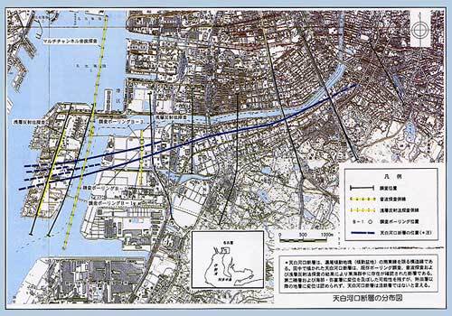 地図:天白河口断層の分布図