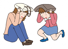 イラスト:頭を守る人