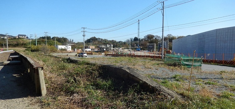 写真:2019年11月時点では旧脇ノ沢駅付近では工事中であった。