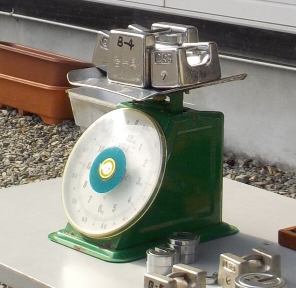 写真:はかりにおもりを乗せて検査する様子3