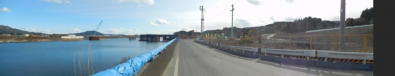 写真:下部工事中の姉歯橋