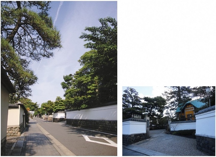 料亭か茂免の白壁の写真