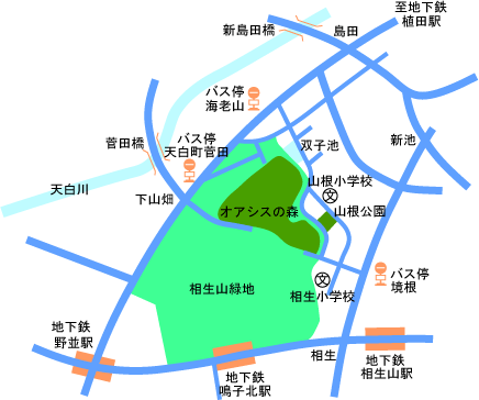 地図：相生山緑地オアシスの森案内図