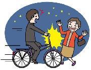 自転車と歩行者がぶつかるイラスト