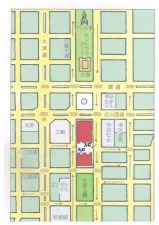 地図:市営久屋駐車場の入口付近