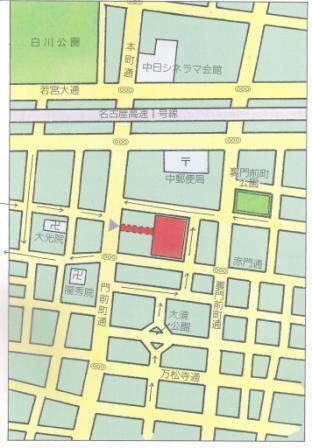 地図:大須駐車場の入口付近