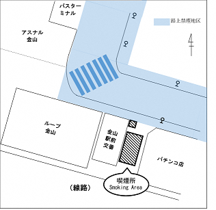 地図:喫煙所設置場所(金山駅北口)