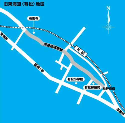 地図:旧東海道(有松)地区