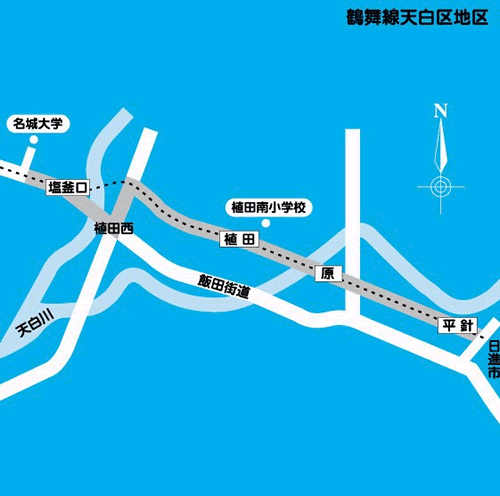 地図:鶴舞線天白区地区