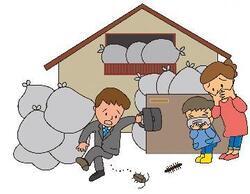 不良な状態に周辺の住民が困っているイラスト