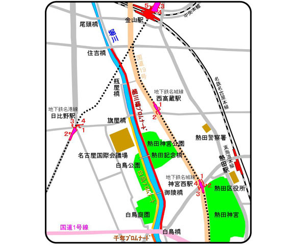 地図:堀川端プロムナード位置