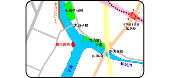 地図:植生施設場所(宮の渡し対岸)