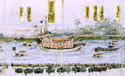 写真:「御船御行列之図」部分(市博物館所蔵)
