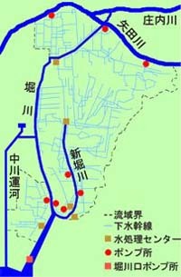 地図:堀川流域の下水幹線