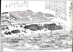 写真:広井官倉に貢米を納る図(尾張名所図会・市博物館所蔵)