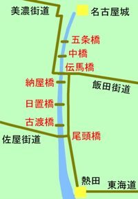 地図:堀川七橋位置