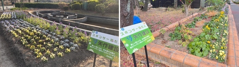 写真:鶴舞公園 噴水等花壇、北道路沿い花壇