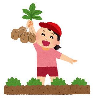 イラスト：じゃがいもほりを楽しむ子ども
