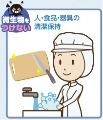 微生物をつけない　人・食品・器具の清潔保持