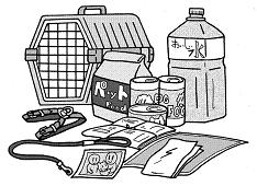 イラスト：準備が必要なペットの防災用品