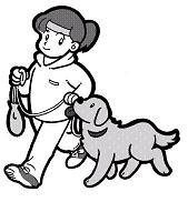 イラスト:飼主主導で犬の散歩をしている様子