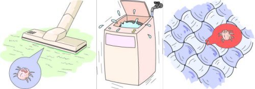 掃除機、洗濯機、高密度織物のイラスト