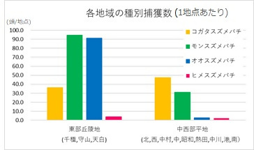 令和6年度スズメバチの分布調査結果(1地点あたり捕獲数)のグラフ