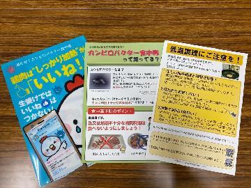 カンピロバクター食中毒予防のクリアファイルとリーフレットの写真