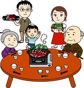 イラスト：家族でかこむ食卓