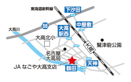 地図:JAなごや大高支店朝市