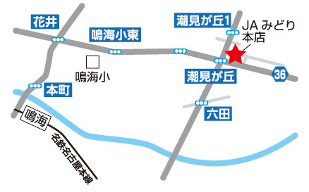 地図:JAみどり本店朝市