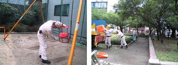 写真：遊具の点検・公園樹木の剪定