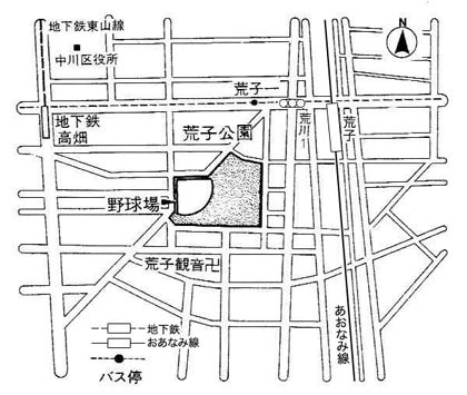 荒子公園野球場の地図
